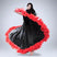 black / One Size / 360° - Flamenco Skirt - Satin Ruffled Spanish Skirts Belly Dance Skirts Long with Full Circle Hem