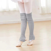 Ballet Leg Warmers Dance for Girls Knitted Stirrup Long Leg Socks Suit Yoga, Gym, and Fitness - DancerInn Grey / L
