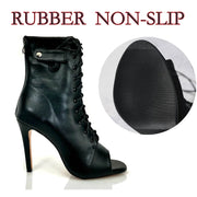 Black High Heel Peep Toe Shoes Dancing Sandals for Latin, Ballroom, Salsa, Jazz Dance & Party DancerInn