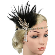 Flapper Feather Headband - 1920s Gatsby Dance Rhinestone Hair Accessories for Masquerades DancerInn