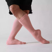 Dancer Socks for Mens Pilates Socks Non-Slip Cotton Elastic Mid-Calf Dancing Socks for Yoga, Fitness, Ballet, Modern Dance - DancerInn Pink-A-One-Size