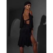 Off-Shoulder Latin Dance Tops for Women with Wide Sleeves Ergonomic Bra - DancerInn