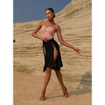 High Slit Skirt Black Latin Skirt Fringe Wrap Stretch Breathable - 30841748848823 - 30841748848823