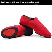 Soft Sole Dance Shoes - Black Canvas Guy Ballet Shoes with Unisex Flat Stretch for Women Men & Children - DancerInn 46-Red-Canvas-Rubber-Sole