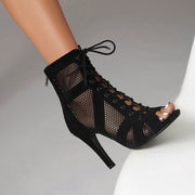High Heel Dance Shoes - Dance Heels Boots with Open Toe Lace-Up Latin Dance Sandals for Salsa & Jazz DancerInn