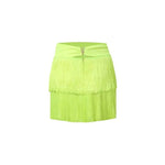 Women High Waist Lush Fringe Latin Dance Wear Mini Dance Skirts - DancerInn - 29681367449783 - 29681367449783