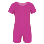 Boys Gymnastics Leotard - Short Sleeve Solid Color High Stretch Ballet Leotards for Girl and Boy - DancerInn Rose / 2XL - 33374856020151 - 33374856020151