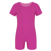 Boys Gymnastics Leotard - Short Sleeve Solid Color High Stretch Ballet Leotards for Girl and Boy - DancerInn Rose / 2XL
