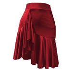 Dance Skirts Latin - Asymmetrical Ruffle Mini Dance Skirt Women with Shorts for Salsa Ballroom - DancerInn Women Dance Skirts & Tutus 42.98 Burgundy / xl - 34991826895031 - 34991826895031