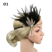 Flapper Feather Headband - 1920s Gatsby Dance Rhinestone Hair Accessories for Masquerades DancerInn