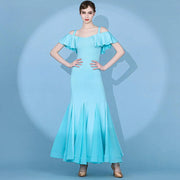 Short Flying Sleeve Modern Ballroom Dance Dresses for Women YL9088 - DancerInn