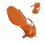 Ballroom Dance Shoes Women - Satin Mid High Heel Suede Sole Dancing Sneaker for Latin Bachata Jazz - 37033275228343 - 37033275228343