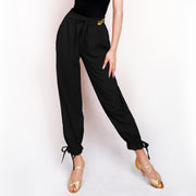 Girls Harem Pants with Cuffs for Dance, Latin, and Ballroom Practice with Loose-Breathable Fabric - DancerInn