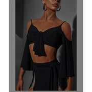 Off-Shoulder Latin Dance Tops for Women with Wide Sleeves Ergonomic Bra - DancerInn
