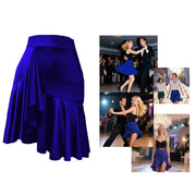 Dance Skirts Latin - Asymmetrical Ruffle Mini Dance Skirt Women with Shorts for Salsa Ballroom - DancerInn Women Dance Skirts & Tutus  