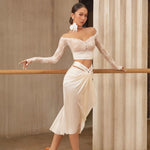 Dance Sports Bra - Lace Strapless Bra with Built-in Pads Off Shoulder for Latin Salsa Rumba Samba - DancerInn  - 34155842994359 - 34155842994359