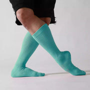 Dancer Socks for Mens Pilates Socks Non-Slip Cotton Elastic Mid-Calf Dancing Socks for Yoga, Fitness, Ballet, Modern Dance - DancerInn Green-A-One-Size