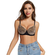 Punk Style Metallic Push Up Bra for Women Sexy Steampunk Rivet Lingerie Tops - DancerInn