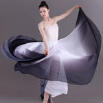 Long Flowy Dance Skirts - Gradient Chiffon Long Ballet Skirt with Big Hem & Double Layer - DancerInn   - 34752267813047 - 34752267813047