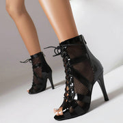 High Heel Dance Shoes - Dance Heels Boots with Open Toe Lace-Up Latin Dance Sandals for Salsa & Jazz DancerInn