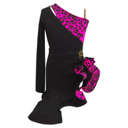 Girls Leopard Print Dress with Fringe for Dance: Latin, Ballroom, Tango, Salsa, Rumba, Samba - DancerInn Girls Latin Dress