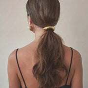 Gold Metal Ponytail Holder & Hair Tie - 4pcs Half-Bend Hair Elastic Rubber Band with Minimal Design DancerInn
