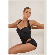 Women's Satin Retro Hollow Dance Top Bodysuit with Chest Pad for Latin Dance Practice - DancerInn