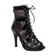 High Heel Dance Shoes - Dance Heels Boots with Open Toe Lace-Up Latin Dance Sandals for Salsa & Jazz DancerInn