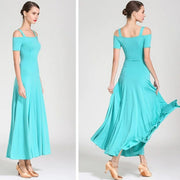 spaghetti strap prom dress short gown for ballroom competition
