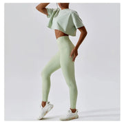 Short Sleeve Cotton Fitness Dance Crop Top Casual Yoga & Running T-Shirt for Women - DancerInn