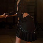 Latin Skirt Dance – Sequin Wrap Mini Skirt Latina with Fringe for Tango Salsa Samba Rumba - DancerInn   - 34511527444663 - 34511527444663