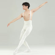 Mens Ballet Leotards - Spandex One-Piece Scoop Neck Bodysuit Dance Gymnastics for Men - DancerInn White-XXL