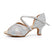 Suela de ante plateado - Tacón de 5 cm / US 4,5/UE 34 - Zapatos de baile latino para mujer - Zapatos de tacón medio con pedrería y suela de gamuza para baile latino, ideales para jazz, salsa y bachata.