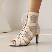 High Heel Dance Shoes - Dance Heels Boots with Open Toe Lace-Up Latin Dance Sandals for Salsa & Jazz DancerInn