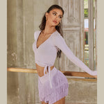 Fringe Dance Skirt - Multicolor Tassel Skirts with Built-in Shorts for Latin Dance - 32140114460855 - 32140114460855