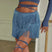 Blue / XS - Latin Dance Practice Skirt for Women with Lace-Up Waist, Double Layer Fringe, and Built-In Shorts