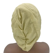 Women’s Glitter Pleated Full Body Turban Cap Muslim Headscarf African Headpiece - DancerInn