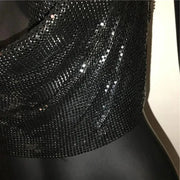 Backless Sequin Crop Tops Sexy Metallic Gold Silver Tanks for Women Summer Beach Club Fashion - DancerInn