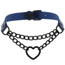 Collier ras du cou en forme de cœur-Collier gothique Harajuku en PU punk rock pour soirée dansante - marine
