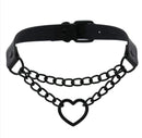 Gargantilla de corazón estilo gótico Harajuku de PU, estilo punk rock, ideal para fiestas de baile y clubes. - negro