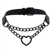 Heart Choker Necklace - Gothic Harajuku PU Collar Punk Rock Choker Chain for Dance Party Club DancerInn