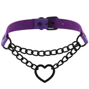 Heart Choker Necklace - Gothic Harajuku PU Collar Punk Rock Choker Chain for Dance Party Club DancerInn