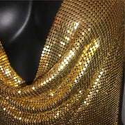 Backless Sequin Crop Tops Sexy Metallic Gold Silver Tanks for Women Summer Beach Club Fashion - DancerInn