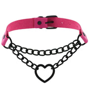 Heart Choker Necklace - Gothic Harajuku PU Collar Punk Rock Choker Chain for Dance Party Club DancerInn