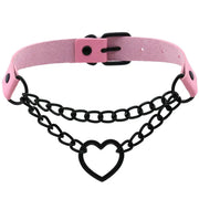 Heart Choker Necklace - Gothic Harajuku PU Collar Punk Rock Choker Chain for Dance Party Club DancerInn