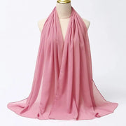 Solid Color Chiffon Hijab Long Wrap Scarf for Muslim Women Ladies Jersey Veil Headscarves - DancerInn