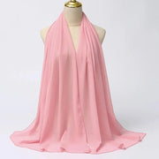 Solid Color Chiffon Hijab Long Wrap Scarf for Muslim Women Ladies Jersey Veil Headscarves - DancerInn