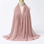 Solid Color Chiffon Hijab Long Wrap Scarf for Muslim Women Ladies Jersey Veil Headscarves - DancerInn