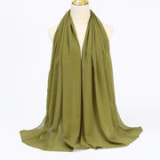 Solid Color Chiffon Hijab Long Wrap Scarf for Muslim Women Ladies Jersey Veil Headscarves - DancerInn
