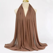Solid Color Chiffon Hijab Long Wrap Scarf for Muslim Women Ladies Jersey Veil Headscarves - DancerInn